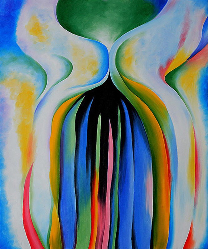 O'Keeffe, Ligne grise avec noir, bleu et jaune - 1923