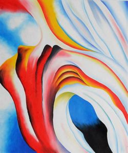 O'Keeffe, Musique rose et bleue reproduction peinte à la main