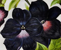 O'Keeffe, Petunias noirs et violets reproduction peinte à la main