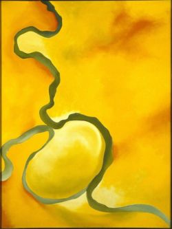 O'Keeffe, Vert, jaune et orange reproduction peinte à la main