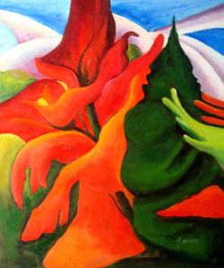 O'Keeffe, Volcans en fusion reproduction peinte à la main