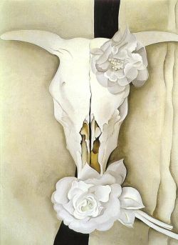 O'Keffe, Crâne de vache avec des roses calicots - 1931 reproduction peinte à la main