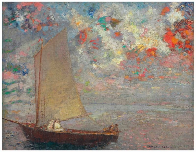 Odilon Redon, La barque aux deux femmes blanches