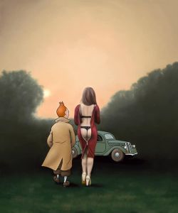 Peinture sur toile de Ole Ahlberg Tintin - After Dinner reproduction peinte à la main