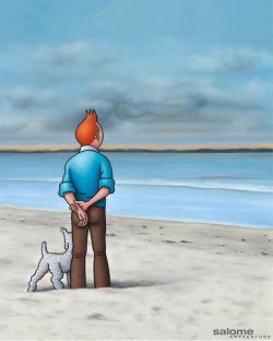 Peinture sur toile de Ole Ahlberg Tintin - Bellevue reproduction peinte à la main