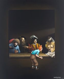 Peinture sur toile de Ole Ahlberg Tintin - Carravagio Dream reproduction peinte à la main