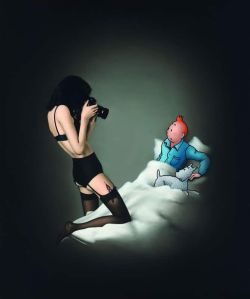 Peinture sur toile de Ole Ahlberg Tintin - Paparazzi reproduction peinte à la main