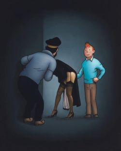 Peinture sur toile de Ole Ahlberg Tintin - Search reproduction peinte à la main