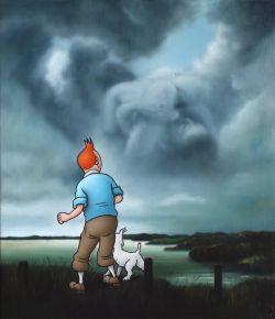 Peinture sur toile de Ole Ahlberg Tintin - Sight Seeing reproduction peinte à la main