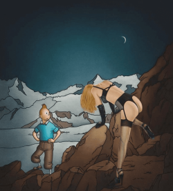 Peinture sur toile de Ole Ahlberg Tintin - The Not Yeti reproduction peinte à la main