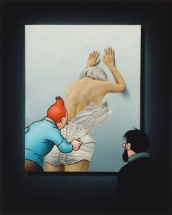 Peinture sur toile de Ole Ahlberg Tintin - The String reproduction peinte à la main