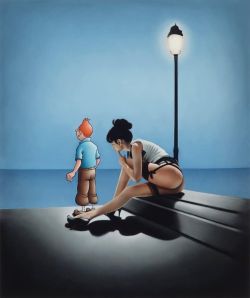 Peinture sur toile de Ole Ahlberg Tintin - The Thinker reproduction peinte à la main