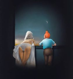 Peinture sur toile de Ole Ahlberg Tintin - The Window reproduction peinte à la main