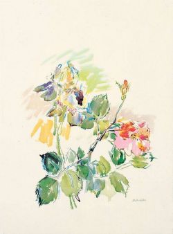 Oskar Kokoschka, Schwertlilien und Rosen, 1976 reproduction peinte à la main