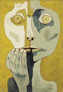Oswaldo Guayasam N Cabeza De Nina Triste 1977 reproduction peinte à la main