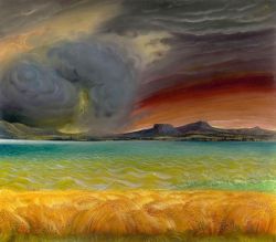 Otto Dix Lake Constance Landscape In Stormy Weather - Thunderstorm At Lake Constance 1939 reproduction peinte à la main