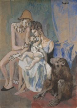 Peinture sur toile de Pablo Picasso 1905 Acrobat's Family With A Monkey - Famille Au Singe reproduction peinte à la main