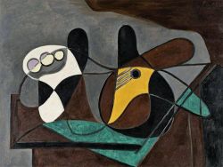 Peinture sur toile de Pablo Picasso Compotier Et Guitare 1932 reproduction peinte à la main
