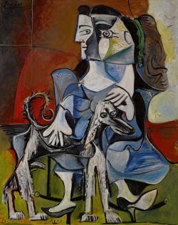 Peinture sur toile de Pablo Picasso Femme Au Chien 1962 reproduction peinte à la main