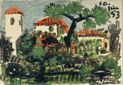 Peinture sur toile de Pablo Picasso, Jardin à Vallauris, Vallauris, 1953 reproduction peinte à la main