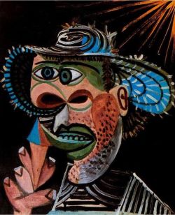 Peinture sur toile de Pablo Picasso Man In A Straw Hat With An Ice Cream reproduction peinte à la main