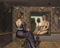 Peinture sur toile de Paul Delvaux Le Miroir 1936 reproduction peinte à la main