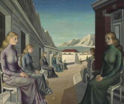 Peinture sur toile de Paul Delvaux, Le village des sirènes 1942 reproduction peinte à la main