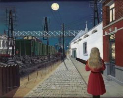 Peinture sur toile de Paul Delvaux Solitude 1955 reproduction peinte à la main