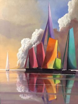 Paul G. Stone A Spectrum Of Sails Ca. 1975 reproduction peinte à la main