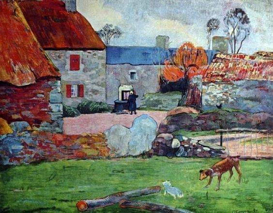 Paul Gauguin A Blue Roof Farm In Pouldu 1890