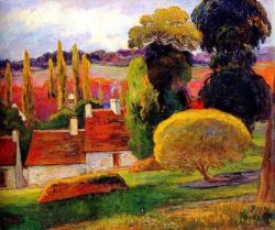 Peinture sur toile de Paul Gauguin Ferme En Bretagne reproduction peinte à la main