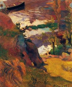 Peinture sur toile de Paul Gauguin Fisherman And Bathers On The Aven 1888 reproduction peinte à la main