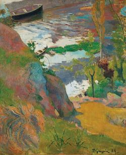 Peinture sur toile de Paul Gauguin, Fishermen and Bathers in the Aven, 1888 reproduction peinte à la main