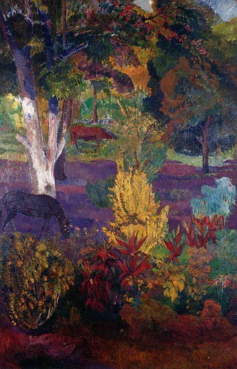 Paul Gauguin Marquesan Landscape With A Horse 1901