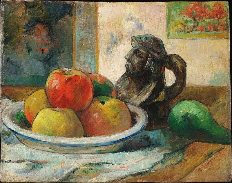 Paul Gauguin, Pommes, poire et céramique, 1889