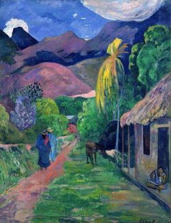 Peinture sur toile de Paul Gauguin, Street in Tahiti, 1891 reproduction peinte à la main