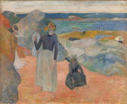 Peinture sur toile de Paul Gauguin, Sur la plage en Bretagne, 1889 reproduction peinte à la main