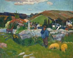 Peinture sur toile de Paul Gauguin The Swineherd 1888 reproduction peinte à la main