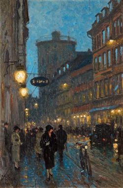 Paul Gustave Fischer Street Scene Kobmagergade reproduction peinte à la main
