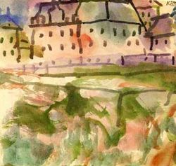 Peinture sur toile de Paul Klee, Houses near the Gravel Pit reproduction peinte à la main