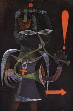 Peinture sur toile de Paul Klee, Schwarzer Herold - Black Herald 1924 reproduction peinte à la main