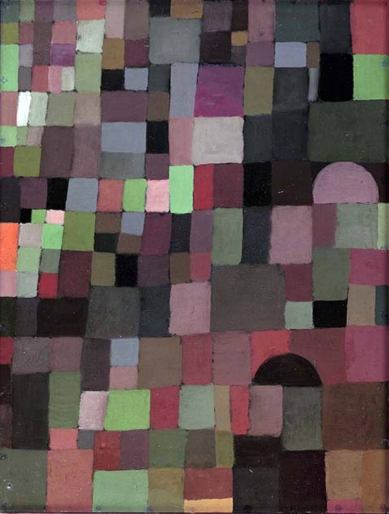 Paul Klee, Stadtbild Rot Grün Gestuft Mit Der Roten Kuppel - 1923