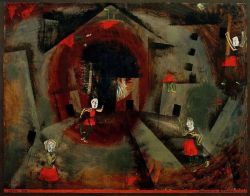 Peinture sur toile de Paul Klee Tanzspiel Der Rotrocke 1924 reproduction peinte à la main