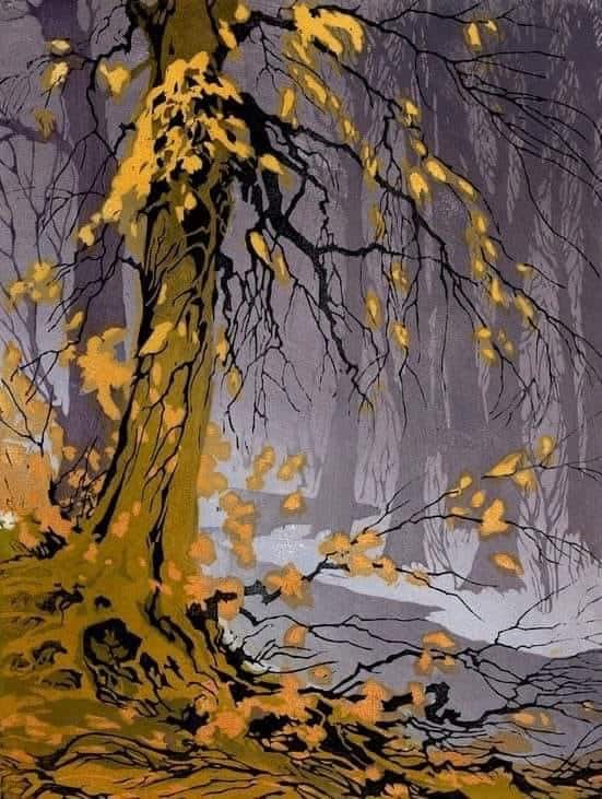 Paul Oscar Droege Contrast Of Fall And Foggy Snow
