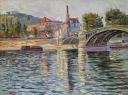 Paul Signac, Le Pont De Suresnes 1884 reproduction peinte à la main