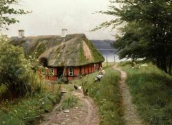 Peder Monk Monsted Summer Idyll At The Fisherman's Hut reproduction peinte à la main