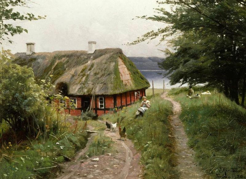 Peder Monk Monsted Summer Idyll At The Fisherman's Hut
