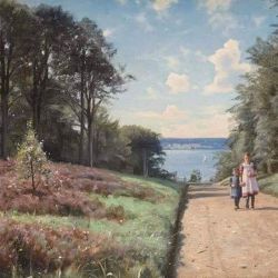 Peder Mork Monsted An Afternoon Stroll 1927 reproduction peinte à la main