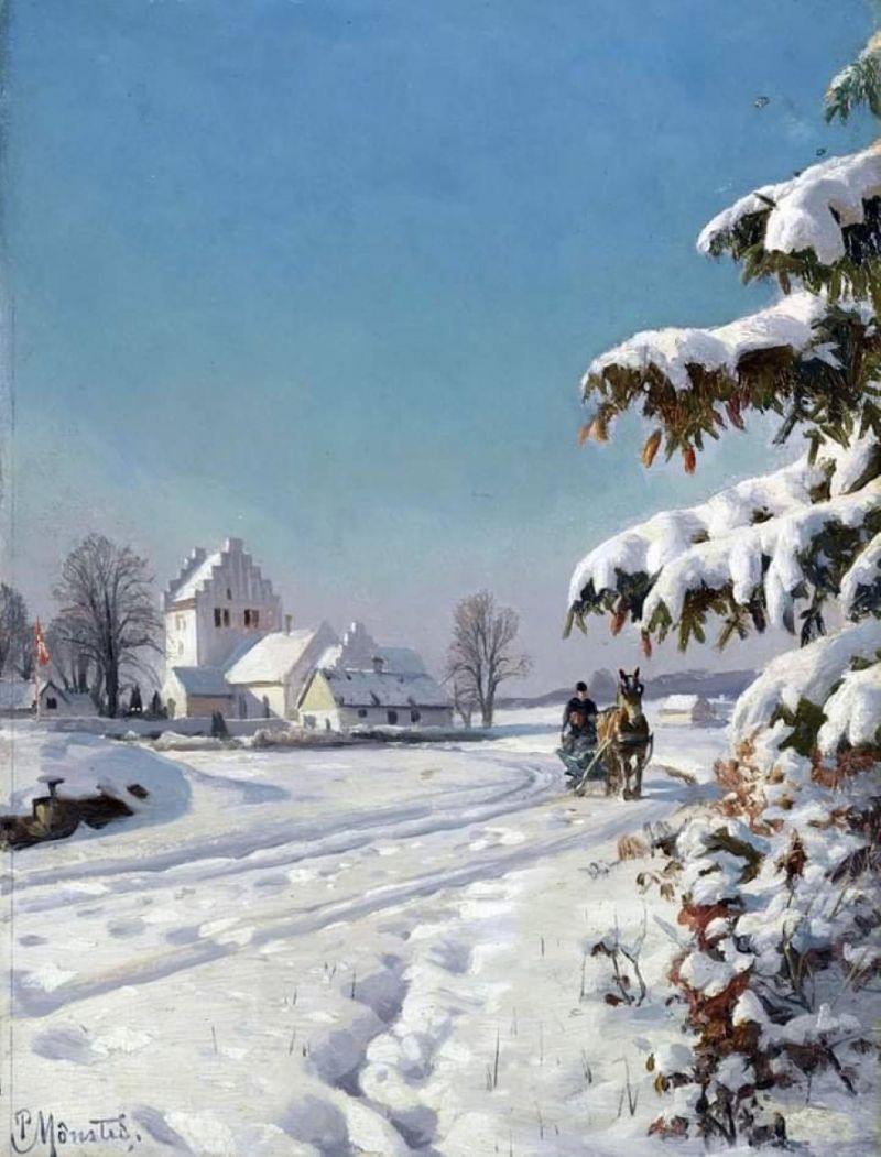Peder Mork Monsted In A Snowy Landscape