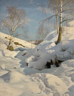 Peder Mork Monsted Paisaje Nevado 1922 reproduction peinte à la main